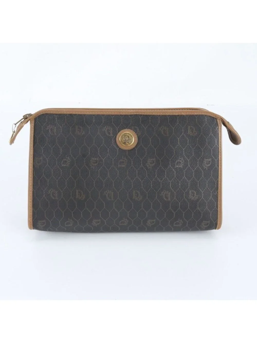 Dior Honeycomb Pattern Leather Clutch Pouch